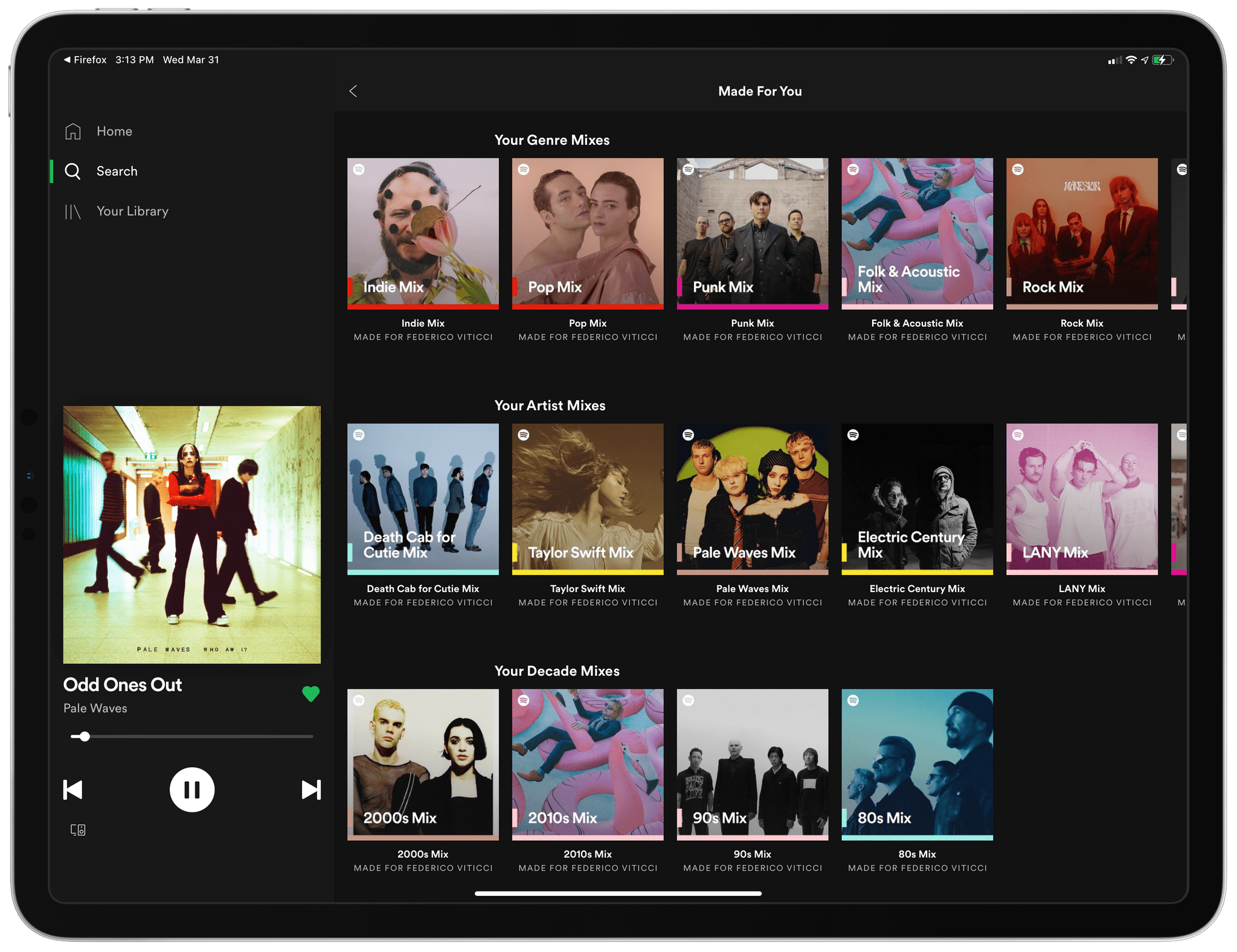 Spotify Mixes in the Made for You hub.